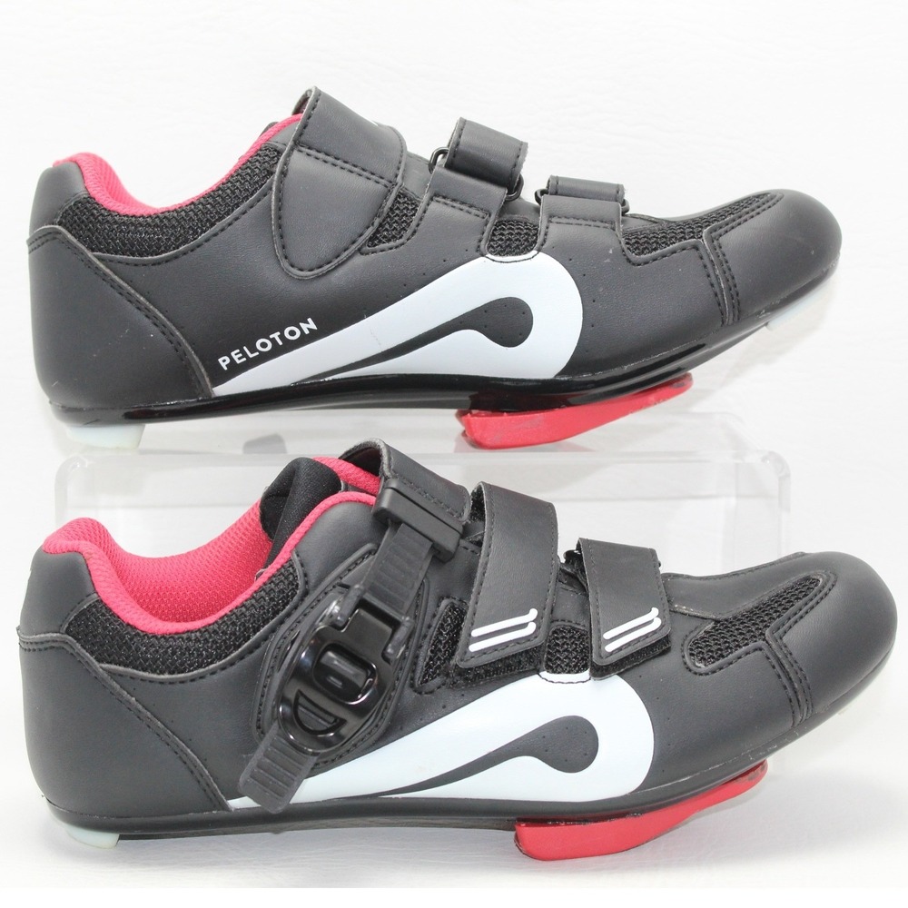 Peloton Indoor Cycling Shoes Black White Pink Women Size 7 PL-SH-B-38 Cleats